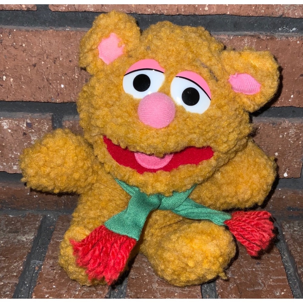 Vintage 1987 Henson Associates‎ Baby Fozzie Bear Muppet Babies Orange Plush 7"
